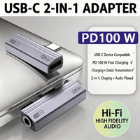 Adaptador DAC de Audio HIFI 2 en 1 Tipo C a 3.5mm con Puerto de Carga Súper Rápida PD de 100W, Adaptador Estéreo USB-C para Teléfono Inteligente y Tableta