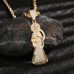 <span class=keywords><strong>Regali</strong></span> di Natale di <span class=keywords><strong>San</strong></span> <span class=keywords><strong>Valentino</strong></span> per gli uomini delle donne nuovo Design personalizzato 14k oro placcato zircone Santa Muerte ciondolo - Product Image 2