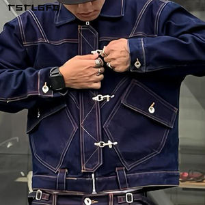 Chaquetas Vaqueras Retro de Mezclilla Selvedge para Hombre, Estilo Vintage, con Cierre de Mosquetón Japonés, Corte Cuadrado y Logotipo Personalizado - Product Image 5