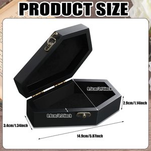 Boîte en <span class=keywords><strong>bois</strong></span> en gros, boîte de support d'anneau de cercueil, décor de cercueil de mariage gothique noir à vendre avec couvercle - Product Image 6