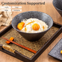Bol à salade en céramique japonaise transfrontalier, Nouveau bol à ramen, Bol à nouilles instantanées pour la maison, Bol conique rétro, Bol à soupe, Personnalisable