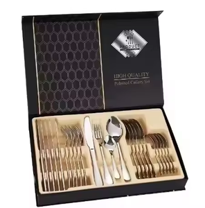 Ensemble de couverts de luxe moderne de haute qualité en acier inoxydable, 24 pièces, polissage miroir, durable, réutilisable, couteau, fourchette, cuillère - Product Image 2