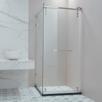 Kits de quincaillerie pour cabine de douche : Nouveau système de porte de douche coulissante vers l'intérieur avec rail inférieur et tube supérieur pour salle de bain compacte