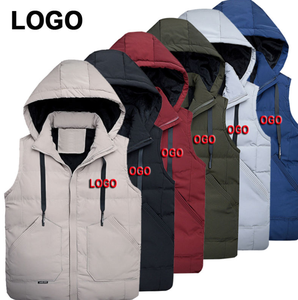 Blouson matelassé sans manches brodé pour homme – Hiver chaud, imperméable, coupe-vent, décontracté, extérieur, service OEM, logo frontal, col roulé - Product Image 1