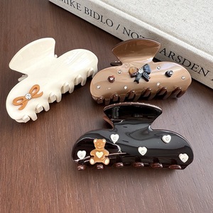 BELLE WORLD Pince à Cheveux en Acétate Faite à la Main avec Nœud et Cœur, Marron <span class=keywords><strong>Cacao</strong></span> Doux, Taille Moyenne, Accessoires pour Cheveux pour Femmes et Filles - Product Image 2