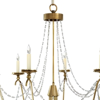 Lustre Cano Lighting en cristal doré, bras en métal courbés avec lumières de bougies, éclairage de plafond pour la maison à lueur chaude