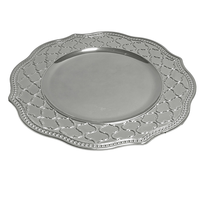 Assiettes de Présentation Classiques 13 Pouces en Plastique PP Doré et Argenté, Durables et de Luxe, Motif Personnalisé, Vaisselle Fujian pour Hôtels - Collection 2025