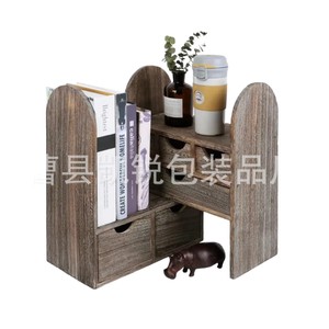 Wooden <b>Desktop</b> <b>Shelf</b> With Drawers Multi-purpose Storage Organizer For Books Stationery Office Desk Use - Product Image 4