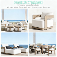 Ensemble de mobilier de jardin en teck massif résistant aux intempéries pour terrasse, villa, resort, table et chaises d'extérieur