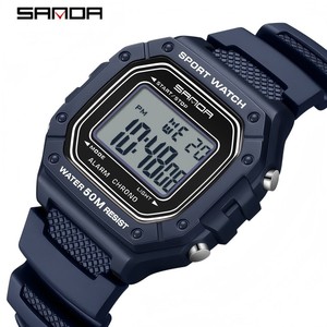 Reloj Digital Cuadrado Sanda 2156, Resistente al Agua, Simple, con Alarma, Pantalla Única, Unisex, para Estudiantes - Product Image 1