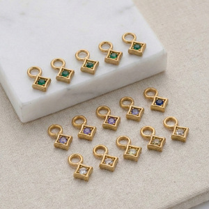 Stainless Steel Square Zircon Pendant DIY Jewelry Findings Small Size Blue Green Purple Rose <b>Red</b> White Plated Accessory <b>Material</b> - Product Image 3