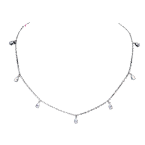 3x5mm Pear Shape VVS D Color Moissanite <b>Chocker</b> Teardrop Charms Station Necklace Vintage 925 Sterling <b>Silver</b> Claw Setting - Product Image 2