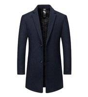 Manteaux trench slim pour hommes, automne/hiver, décontractés, couleur unie, en laine, longs, en tweed épais