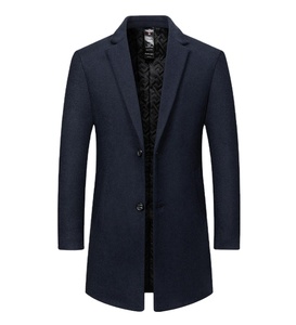 Cappotti Slim da <span class=keywords><strong>Uomo</strong></span> per Autunno/Inverno, Cappotti Casual in Lana Tinta Unita, Cappotti Lunghi in Tweed Spesso - Product Image 1