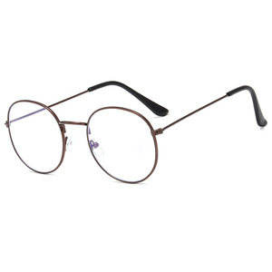 Lunettes anti-lumière bleue de style rétro rondes unisexes, anti-radiation, pour ordinateur, modèle 2325, monture bronze, verres en résine - Product Image 1