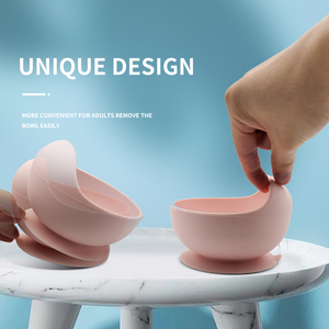 Ensemble d'alimentation pour bébé incassable <span class=keywords><strong>en</strong></span> silicone 100 % alimentaire sans BPA avec assiette à ventouse divisée, tasse à bec, bol, cuillère et fourchette - Product Image 5