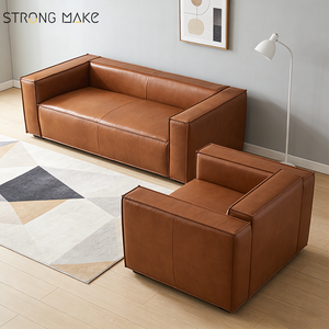 Muebles de Salón, Sofá Chesterfield Clásico de 3 Plazas en Tela y Cuero Sintético para el Hogar - Product Image 2