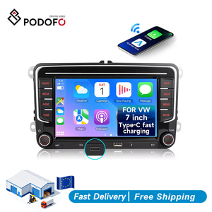 Autoradio Podofo 7'' per VW con CarPlay/Android Auto Wireless, Ricarica Rapida Type-C, OEM/ODM - Product Image 1
