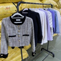 Lots de vestes en tweed usagées pour femmes, tailles et couleurs assorties, manteaux en bouclette de seconde main en gros