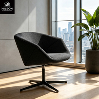 Fauteuil d'appoint pivotant moderne en similicuir PU, design géométrique angulaire, base étoile en métal, chaise de salon rembourrée pour salon et bureau