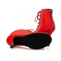 EKV24062 Chaussures de danse pour femmes personnalisées souples et confortables Bottes de salle de bal latines en daim rouge cristal Chaussures cubaines à talons hauts tendance pour filles