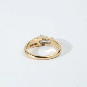 1 CT Shield Baguette Lab Grown Diamond Engagement Ring 14K Solid <b>Yellow</b> Gold Wedding Ring Stackable Anniversary Band For Women - Product Image 2