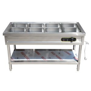 Grande table vapeur de comptoir à deux rangées et quatre bacs, chauffe-plats commercial électrique, bain-marie pour buffet - Product Image 1