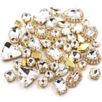 Strass en cristal blanc mélangé 8 formes, pièces, avec chaîne en coupe pour la main