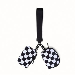 Custom <b>Mini</b> Zip Around Keychain Dual <b>Pouch</b> Portable Wristlet Wallet Logo Factory Wholesale Lemon Coin Purse Nylon Fashion Unisex - Product Image 2