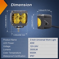 OVOVS 3 pouces 40W jaune côté voiture Led travail lumière spot faisceau hors route lumière camion lumières pour 4x4 accessoires