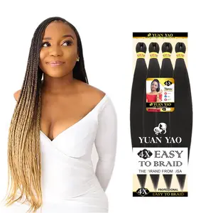 Stretched Braiding hair 26 Inch Ombre Braiding Hair Pre stretched Extensions Crochet Synthetic straight Hair Black and Brown