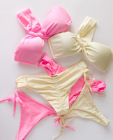 Ensemble de bikini personnalisé OEM, maillot de bain uni avec logo, maillot de bain asymétrique sexy, string triangle micro pour femme