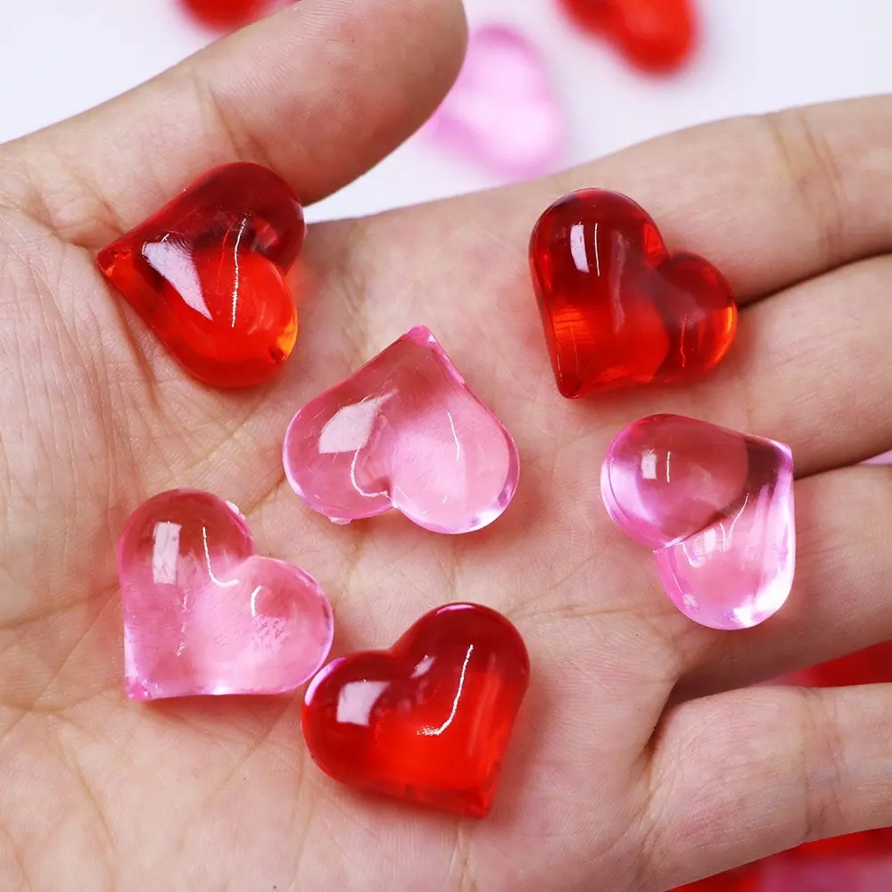 50 pieces/ bag Pink Acrylic Heart Shaped Table Confetti/Scatters/Vase fillers