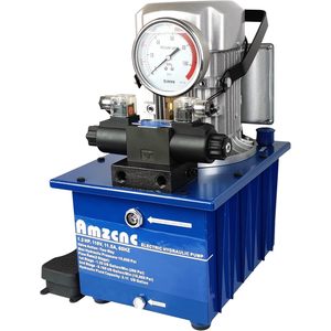 ปั๊มไฮดรอลิกไฟฟ้า Amzcnc 10000 ปอนด์ต่อตารางนิ้ว 110 โวลต์ 1.2 แรงม้า ชุดจ่ายกำลัง 2 จังหวะ พร้อมข้อต่อเร็ว - Product Image 1
