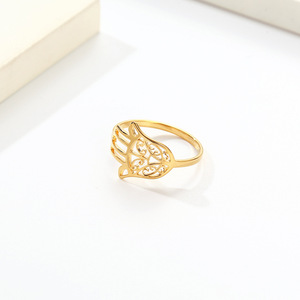 Fashion <b>Rings</b> Hamsa Hand <b>Titanium</b> Steel <b>Ring</b> Women's Jewelry Gift Gold Silver <b>Black</b> Color Protective Charm Design - Product Image 4