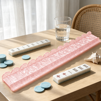 Support de Mahjong en Acrylique Rose Personnalisé en Gros, avec Poussoir Magnétique Solide à Motif Nacré et Support de Tuiles Festonné