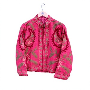 Chaqueta de Algodón Tejida a Mano con Bordado Floral para Mujer, Estilo Artesanal, Étnico, Bohemio, Transpirable, Ecológica, para Verano/Otoño/Invierno - Product Image 1