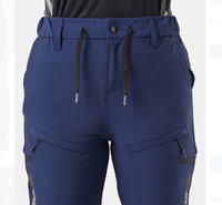 Pantalon de travail imperméable en satin élastique, taille mi-haute, coupe skinny, avec revers, genoux renforcés, triple couture, léger et respirant