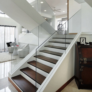 Escalier flottant moderne en acier doux et verre / Escalier en acier préfabriqué et verre pour intérieur - Product Image 2