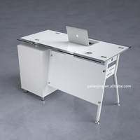 Étude de verre simple meubles de bureau à domicile Table de bureau d'ordinateur de travail avec tiroir Escritorio de oficina