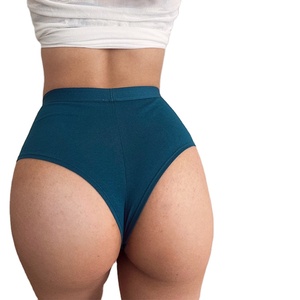 Culottes taille haute pour femmes, couleur unie, amincissantes, confortables, en nylon/coton transparent, respirantes, avec technique de teinture unie - Product Image 1