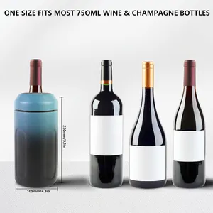Ember pendingin anggur lapis bubuk dua warna portabel 750ml, botol pendingin anggur sampanye baja tahan karat tahan air