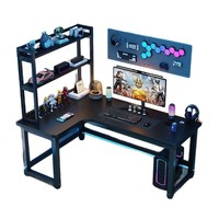 Meubles de jeu élégants, bureau de jeu en forme de L en fibre de carbone avec étagères organisatrices pour stations de jeu compactes à domicile
