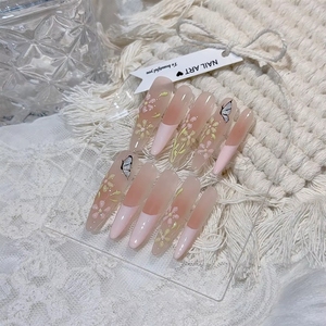 <span class=keywords><strong>Nuevo</strong></span> Producto Lanzado, <span class=keywords><strong>Uñas</strong></span> Postizas Reutilizables Hechas a Mano con Diseño Floral Grabado Estilo Chica Francesa Dulce, Flower Town Diary - Product Image 1