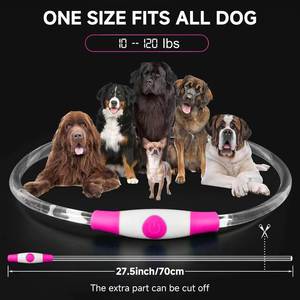Multi-Color USB Rechargeable <b>LED</b> <b>Light</b> up Dog Collar TPU Cuttable Size Night Anti-lost Waterproof Luminous Glowing Dog Necklace - Product Image 2