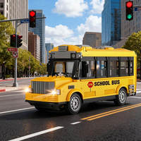 Bus scolaire télécommandé 4 canaux à l'échelle 1:30, 4 roues motrices avec lumières, 27 MHz, portée de contrôle de 10-15 m, prêt à l'emploi pour les enfants de 3 ans et plus