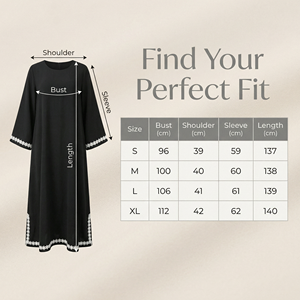 Robe de prière minimaliste noire avec bordure en dentelle pour un usage quotidien - Product Image 2