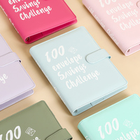 Prix pas cher classeur d'épargne 100 jours épargne argent Faux cuir 6 anneaux reliure d'épargne feuilles mobiles cahier de journal
