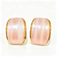 Juego de Joyería Unisex PuYing al por Mayor, Chapado en Oro de 18K, Aros Gruesos con Incrustaciones Opalescentes, Joyería de Moda para Aniversario