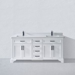 Wholesales Modern Freestanding White Painted Solid Wood Bathroom Furniture Waterproof Single Basin Sink Bath Vanity <b>Cabinet</b> - Product Image 1